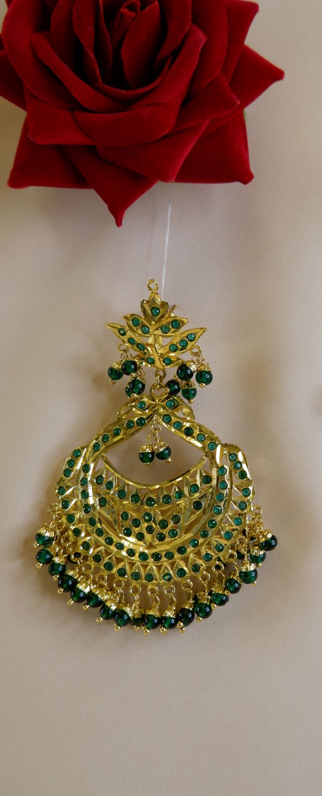 Jadau Maple Green chandbali