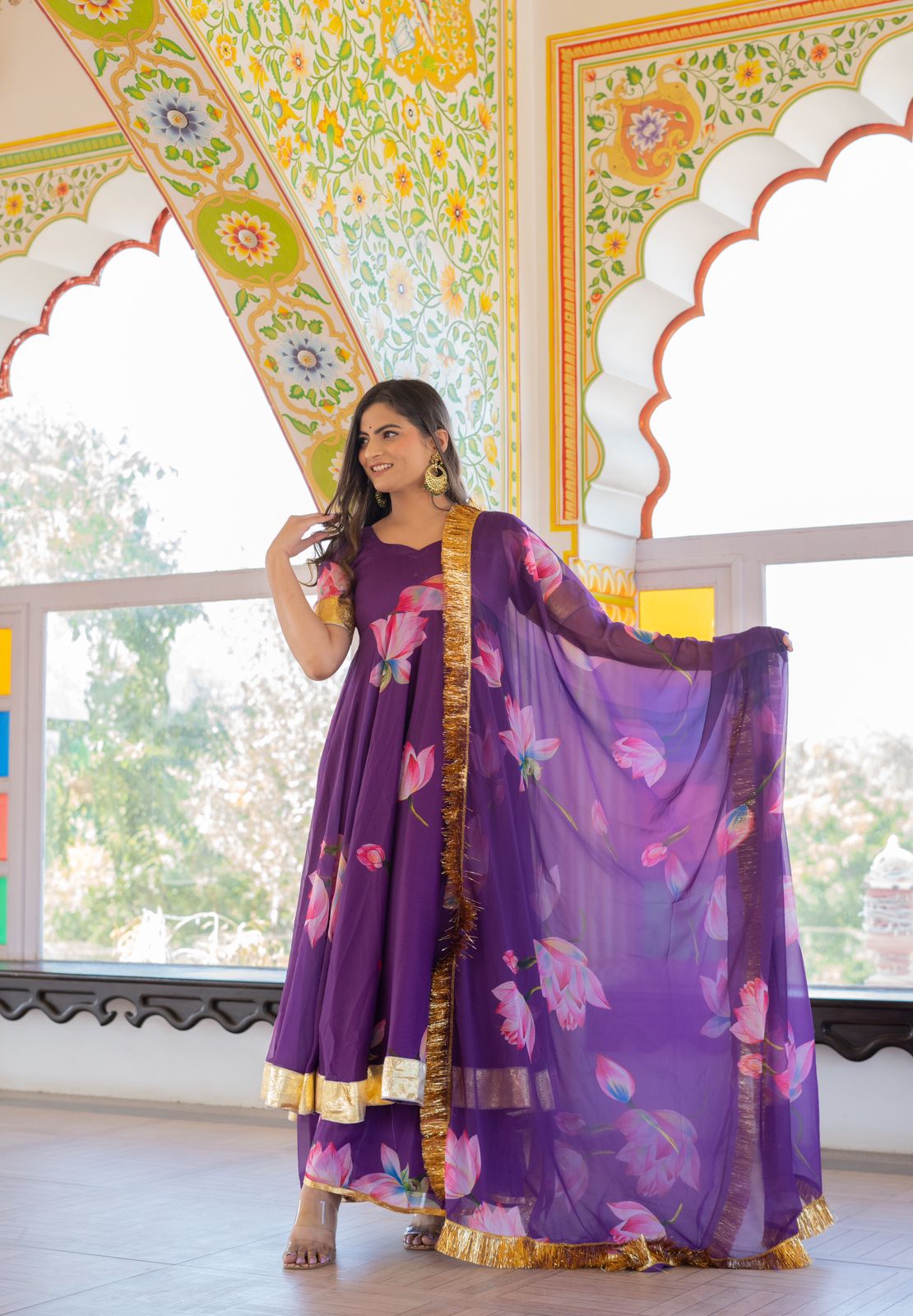 Jadau Maple Green chandbali