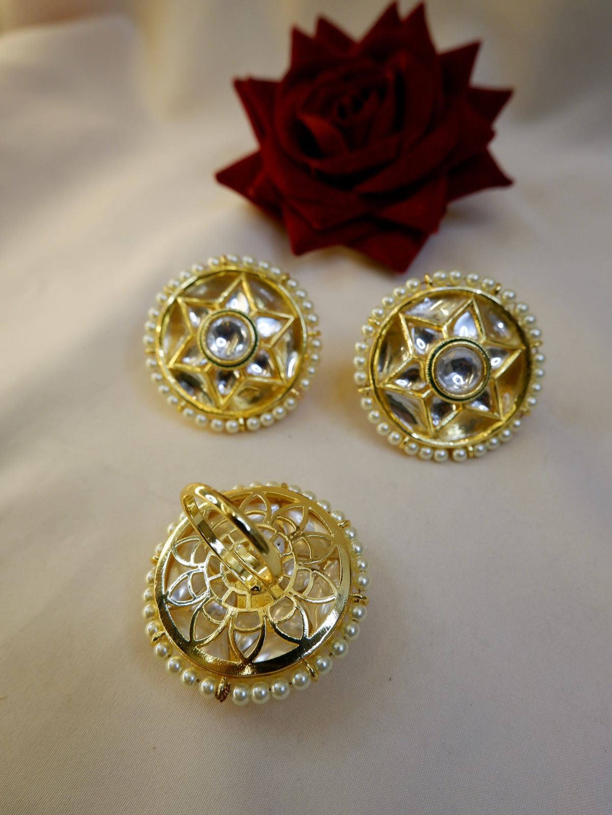 Madhubhani studs and ring