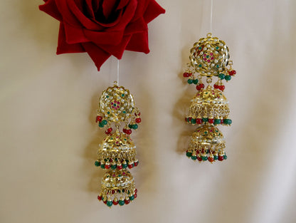 Jadau two drop Jhumkas